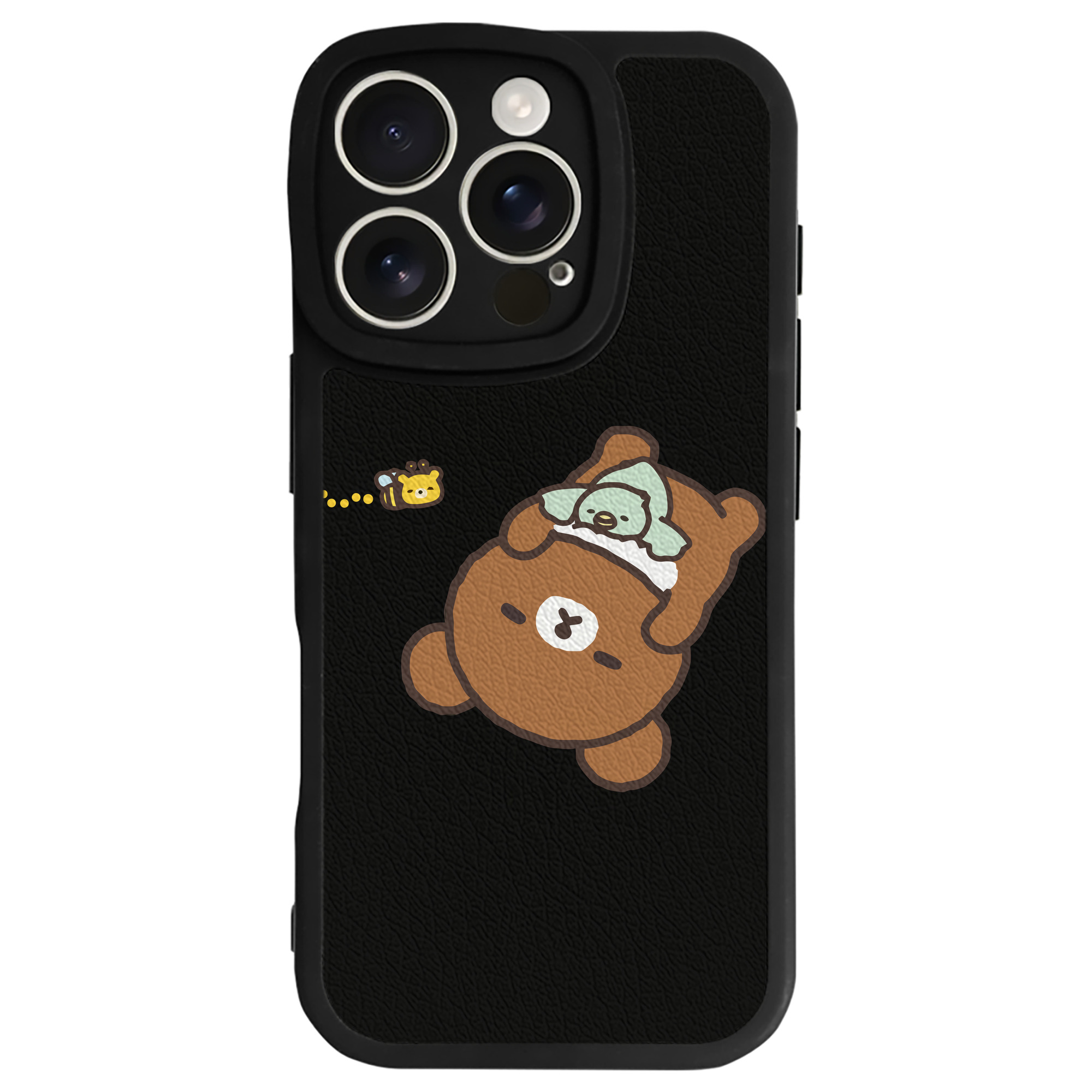 （画像用） リラックマ リラックマ キイロイトリ Rilakkuma Korilakkuma Kiiroitori 【iPhone 16シリーズ対応】シリコンスマホケース（レザー調） 材質：シリコン